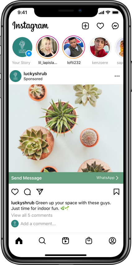 One Click to WhatsApp – die neuen Ads bei Instagram, © Instagram