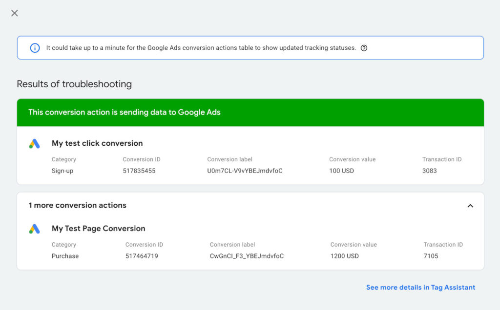 Der Conversion Tag Assistant Support bei Google Ads