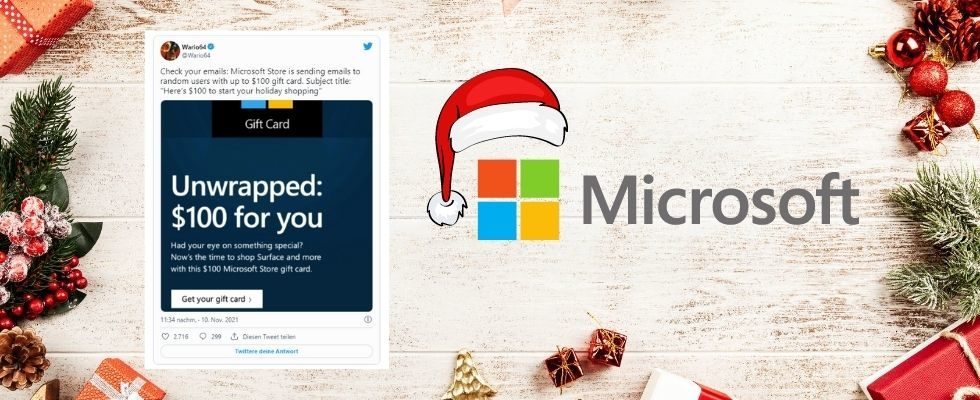 Microsoft spielt Weihnachtsmann: 50.000 Geschenkgutscheine per E-Mail verschickt