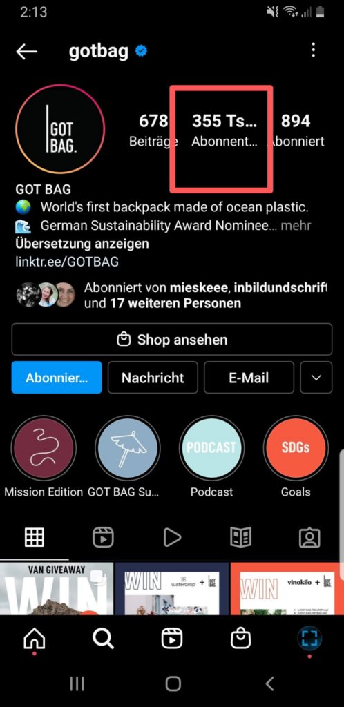 Screenshot des Instagram-Profils von Got Bag, © Instagram/Got Bag 