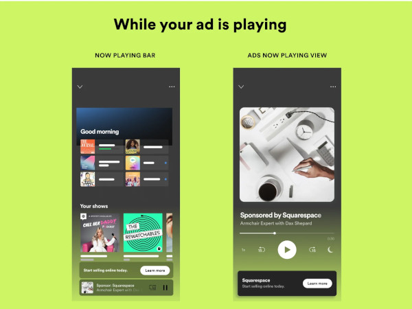 Anzeige der Spotify CTA Cards, während die Audio-Ad läuft