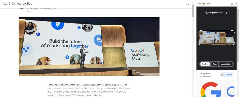 Google Chrome zeigt Lens-Suchergebnisse direkt auf Websites – im gleichen Tab