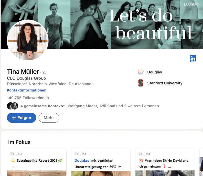 Tina Müllers LinkedIn-Profil