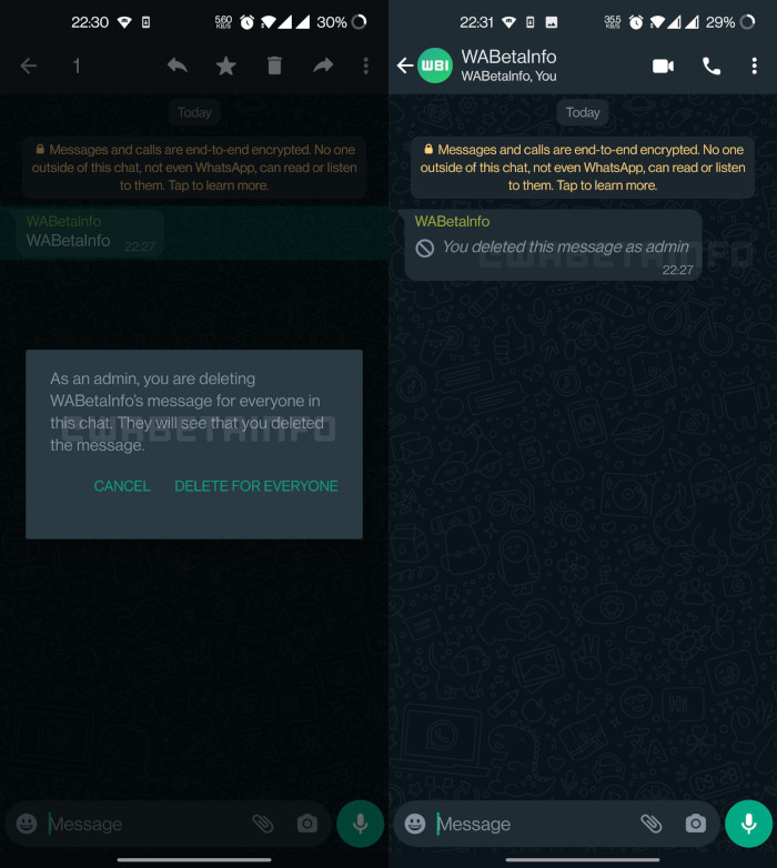 WABetaInfo zeigt die neue Löschfunktion bei WhatsApp
