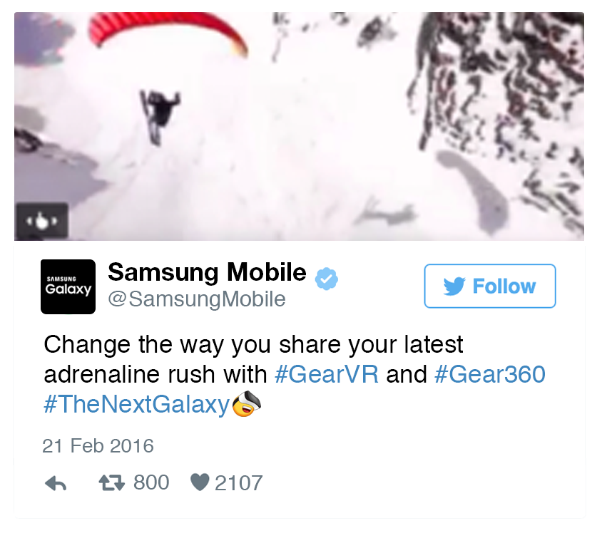 Beispiel für den Branded Hashtag von Samsung