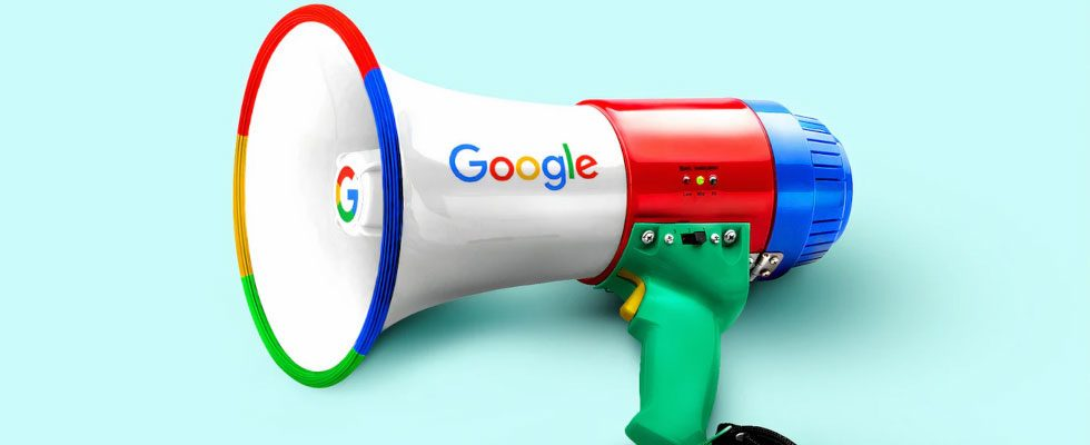 Google-Megaphone (farbig mit Schriftzug)
