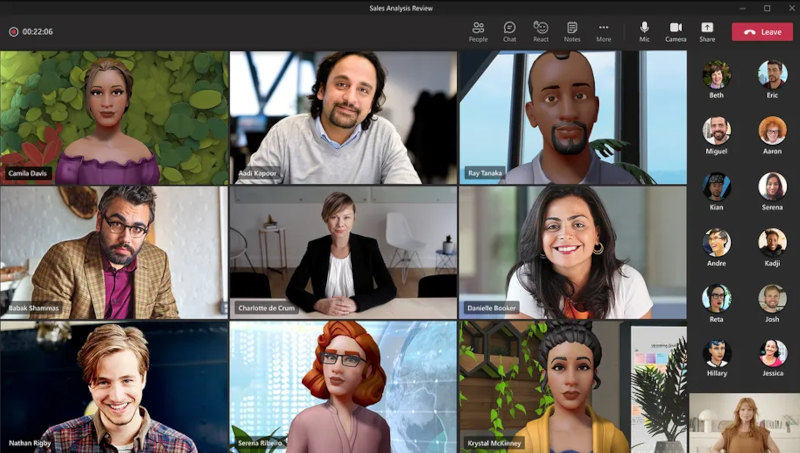 Microsoft Teams Meeting auch mit Avataren, © Microsoft