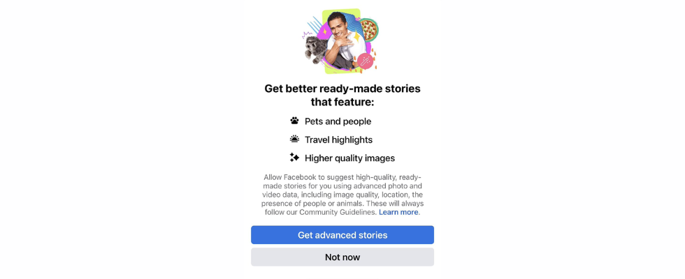 Facebook Advanced Stories: Ready-made AI Stories basierend auf deinen Bildern
