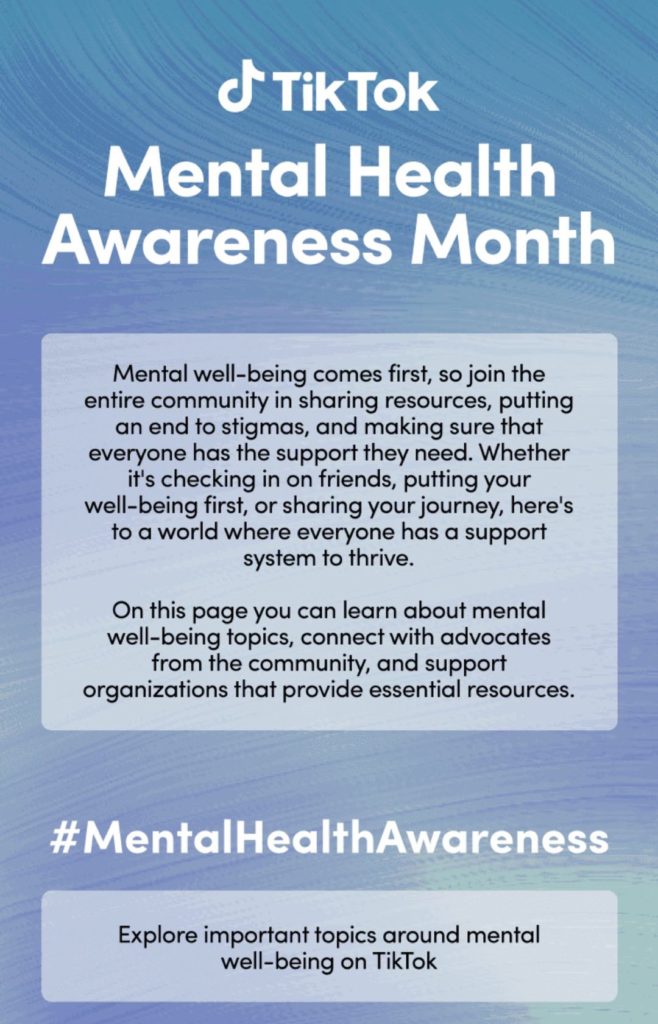 Mental Health Awareness Month auf TikTok