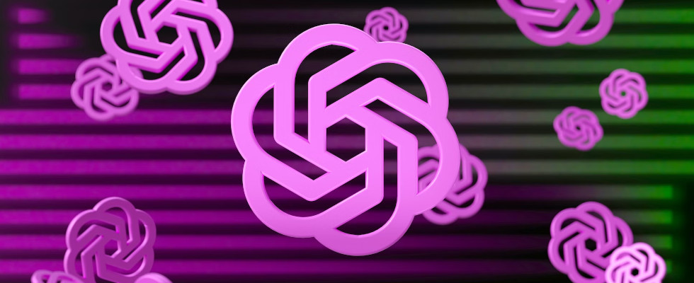 OpenAI-Logo, pinkfarben und mehrfach