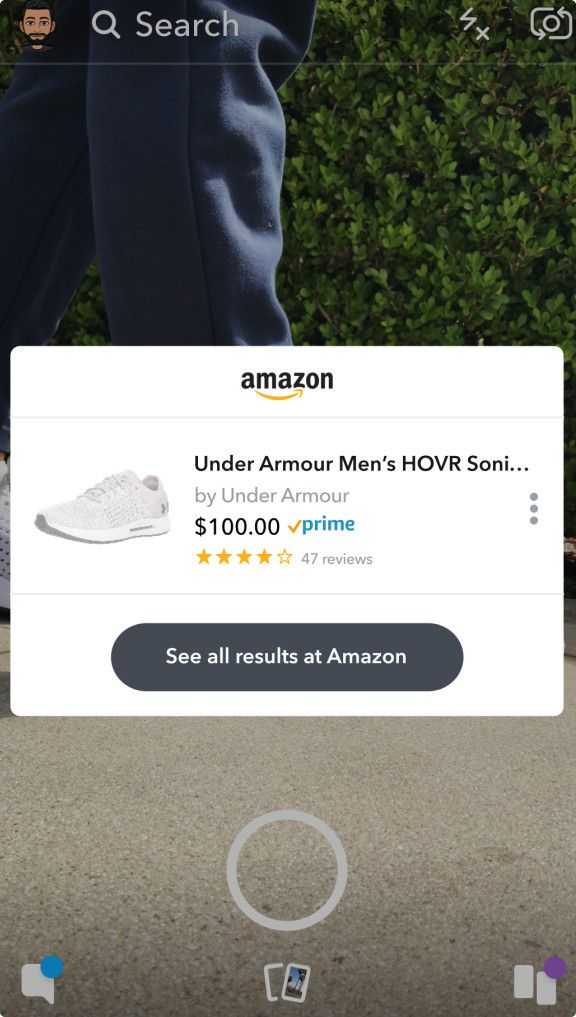 Produktvorschlag von Amazon nach der Suche über Visual Search bei Snapchat, © Snapchat