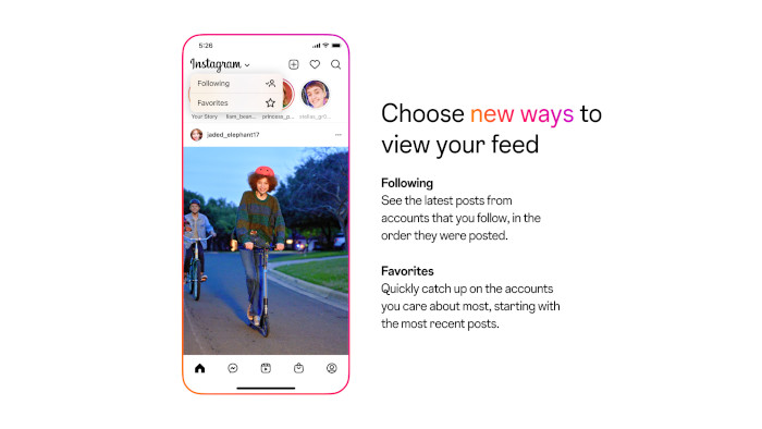 User können ab jetzt zwischen drei Feed-Optionen bei Instagram wählen, © Instagram