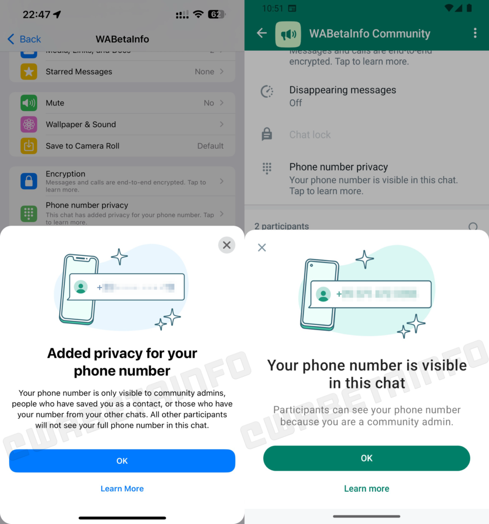 Die neue Funktion Phone Number Privacy in WhatsApp