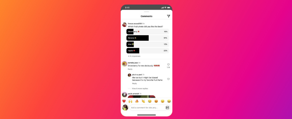 Großes Instagram Update: Umfrage-Feature in Kommentaren und Du bist dran!-Template in Stories