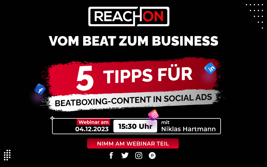 Ankündigung Webinar Beatboxing Content von der ReachOn GmbH