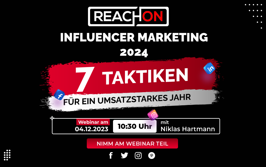 Ankündigung Webinar Influencer Marketing von der ReachOn GmbH