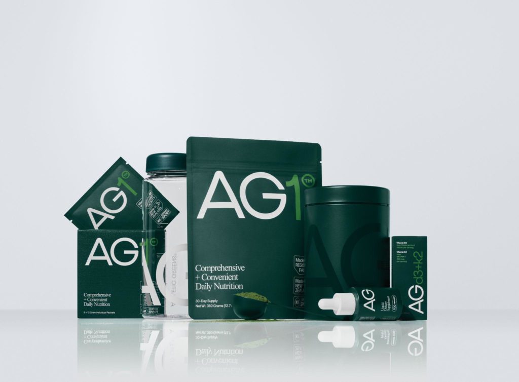 Produkte der AG-Reihe von Athletic Greens, © Athletic Greens