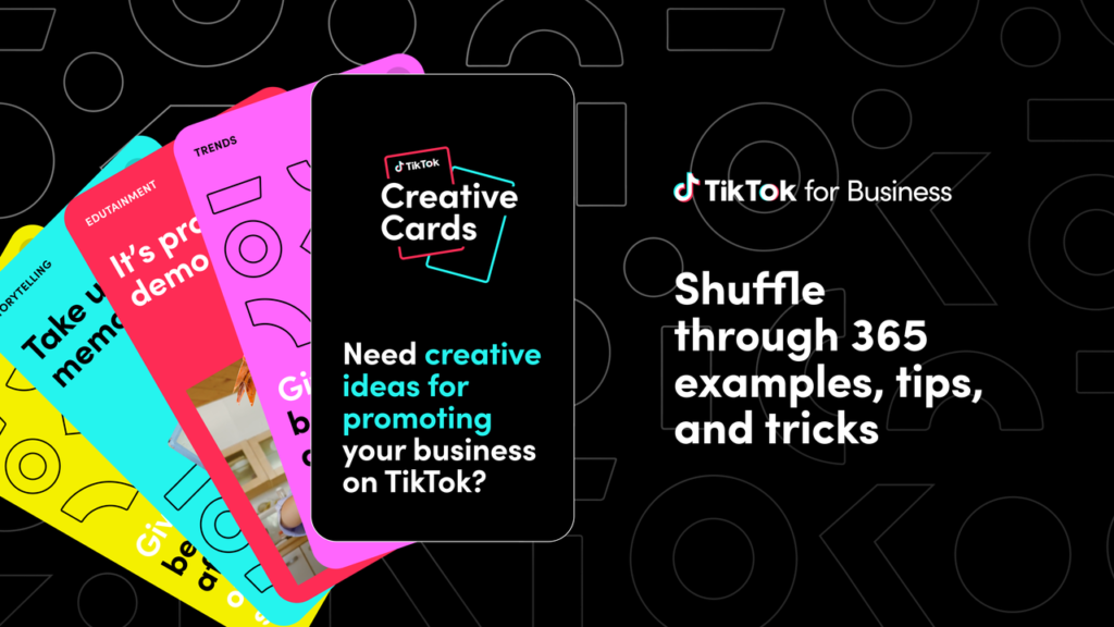 TikTok Ankündigung für die Creative Cards auf chwarzem Hintergrund