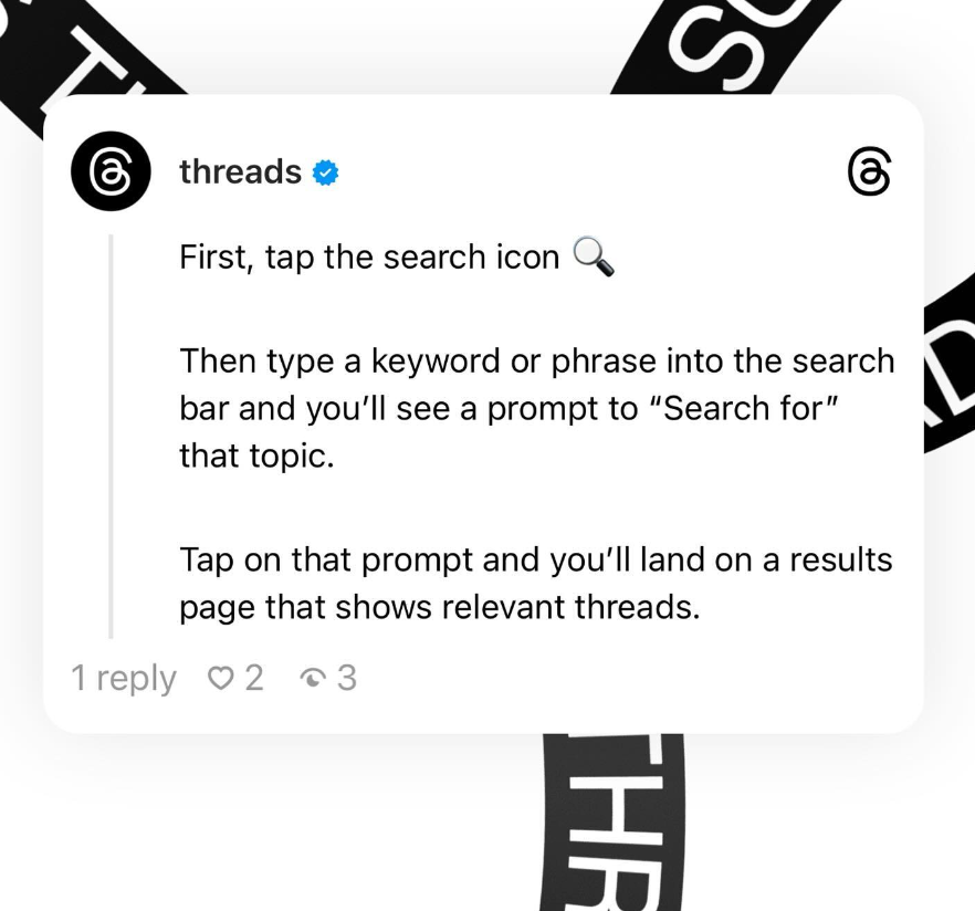 Die neue Suchfunktion auf Threads, Screenshot vom Instagram Account der App