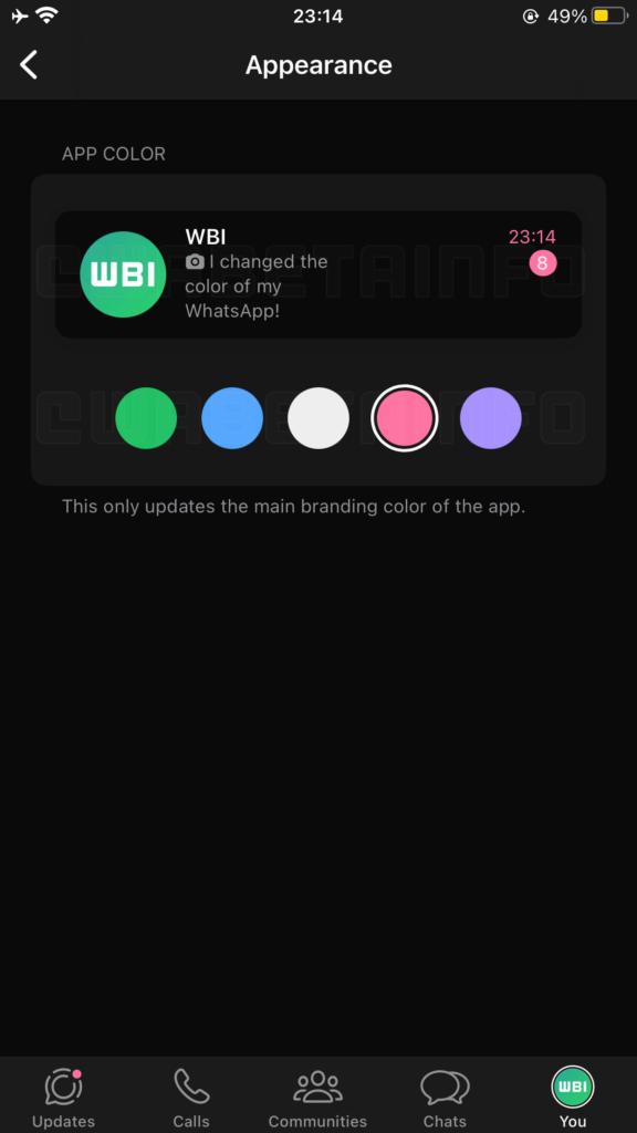Ein Feature zur Farbanpassung auf WhatsApp, © WABetaInfo, Smartphone Mockup und Farbkreise in App