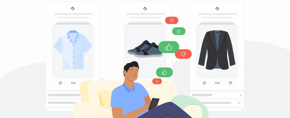 Google: Thumbs up und Thumbs down für Produkte und KI-Generierung deiner Vorstellung in der Suche