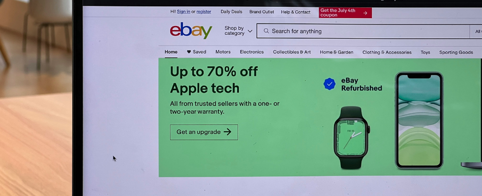 eBay Startseite auf einem Laptop Screen