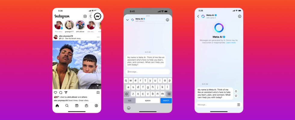 KI-Assistant Meta AI offiziell bei Instagram, WhatsApp und Co. integriert: Support für Posts, Aufgaben und Informationen in der Suchleiste
