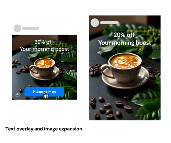 Screenshot von Bildexpansion und Text-Overlay in der Anzeigengestaltung