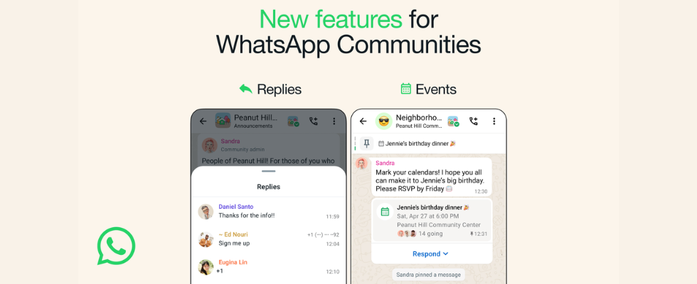 © WhatsApp via Canva, WhatsApp Communities Features, Smartphone Mockups