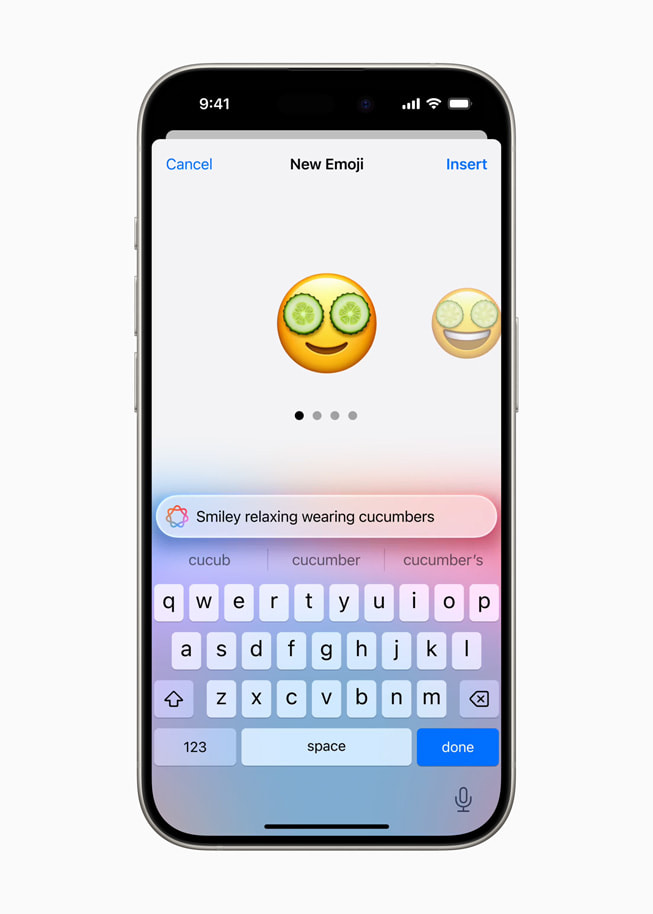 Beispiel für ein Genmoji, © Apple, Smartphone Mockup mit individuellem Emoji auf Screen