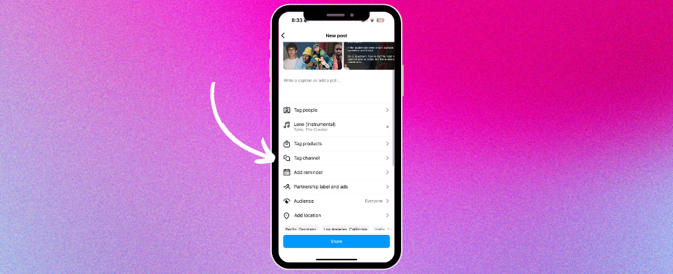 Instagram: Broadcast Channels in Feed Posts markieren