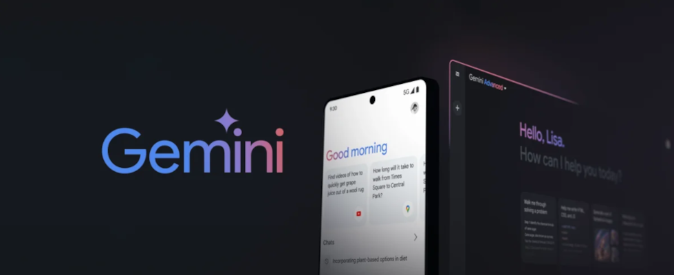 © Google, Google Gemini, Smartphone Mockups und Gemini-Schriftzug