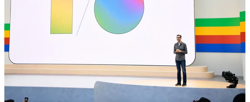 Google I/O-Konferenz, © Google,  Google CEO Sundar Pichai auf der Bühne der Google I/O-Konferenz