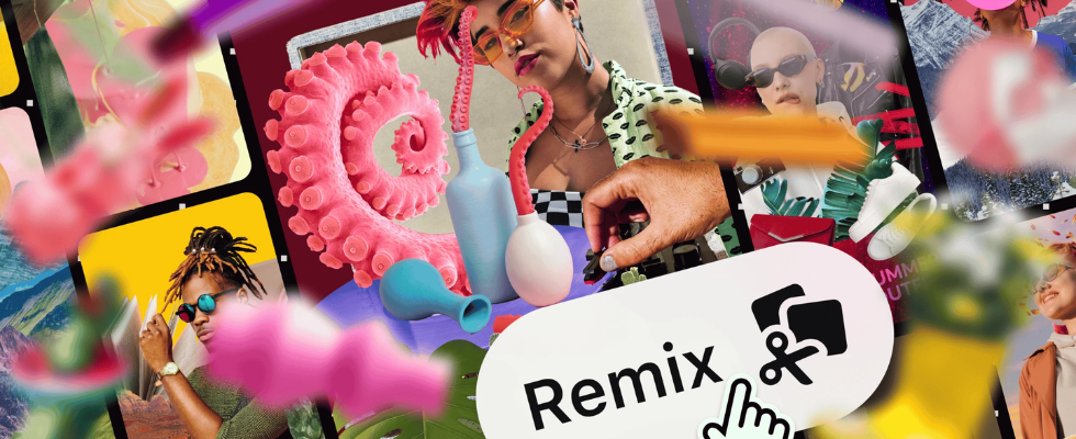 Pinterest-Remix-Funktion mit bunten Bildausschnitten