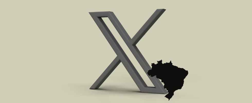 X-Logo, Brasilien-Grafik, schwarz vor beigefarbenem Hintergrund 