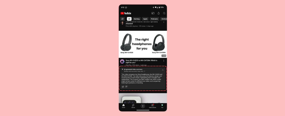 YouTube x Gemini: KI-Zusammenfassungen für Videos im Feed angezeigt