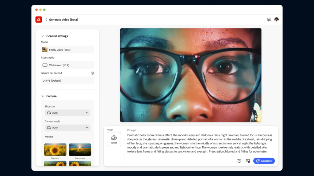 Text-to-Video-Tool beim Adobe Firefly Video Model