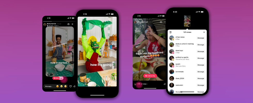 Handy-Mock-up mit TikTok Story auf buntem Hintergrund