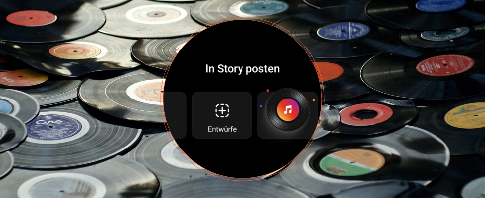Schallplattenhintergrund und Instagram Story Edit.