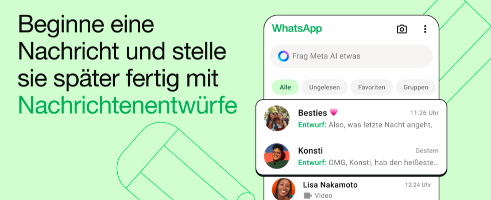 WhatsApp auf Smartphone mit Nachrichten, Schrift in Grün vor grünem Hintergrund