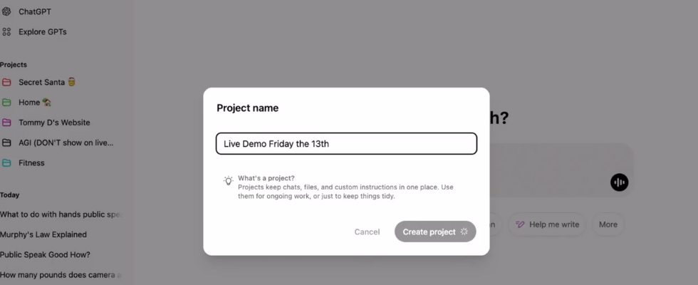 OpenAI launcht Projects für ChatGPT: 1 Ort für Chats, Dateien, Custom Instructions