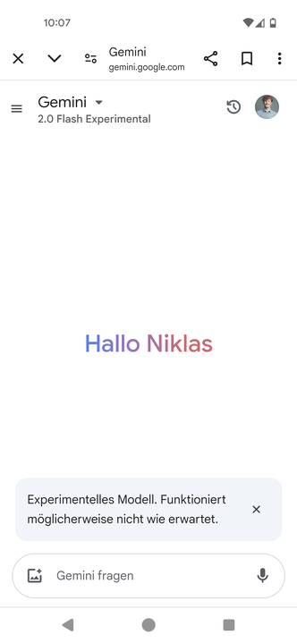 Gemini 2.0 Flash Experimental ist schon weltweit verfügbar, eigener Screenshot