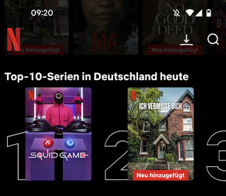 Netflix und die Top-Liste der Serien in der App für Deutschland