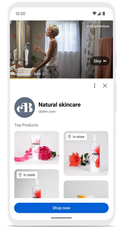 Die Anzeige der Produktverfügbarkeit im Store bei einer Video-Ad auf Google Properties, © Google 