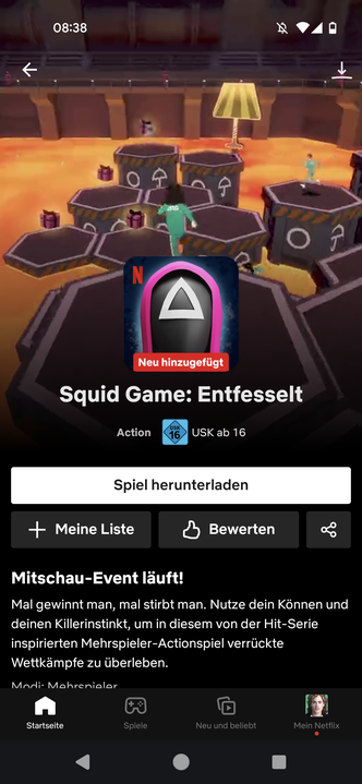 „Squid Game: Entfesselt“ in der Netflix App