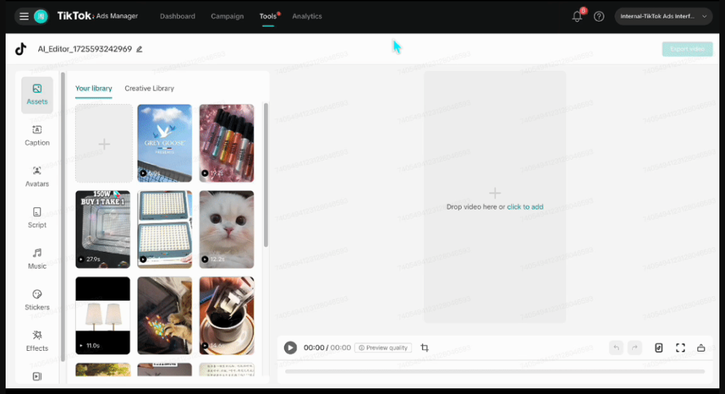 Video Editor im TikTok Ads Manager