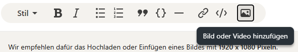 Über dieses Icon kannst du Videos in Artikeln und Newslettern integrieren, Screenshot LinkedIn, Navigationsleiste im Newsletter Composer