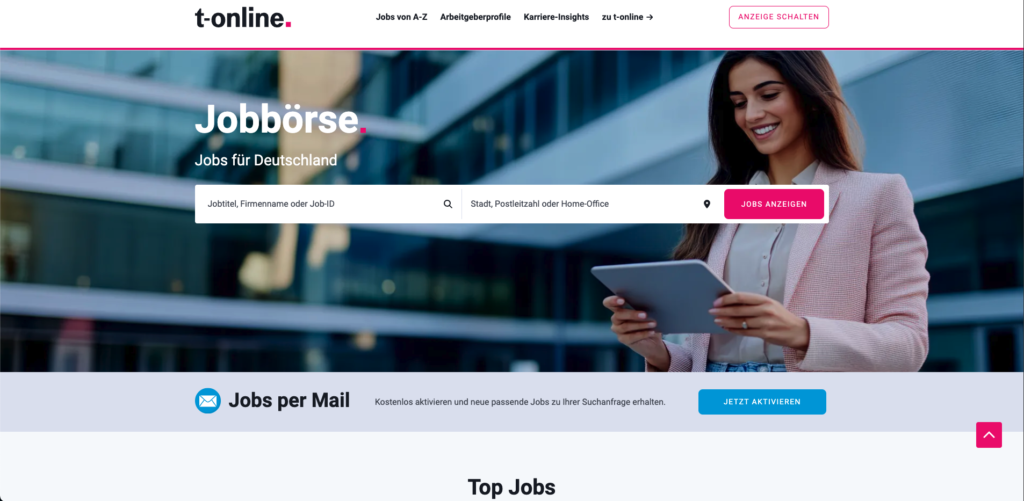 So sieht die neue Jobbörse t-online.jobs aus.