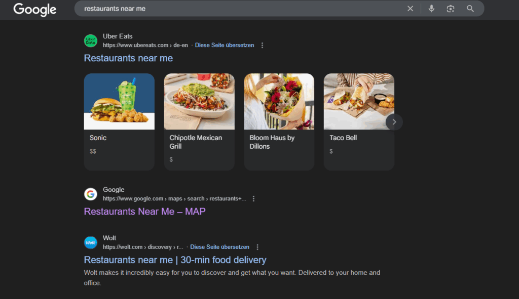 Google hat Maps-Ergebnisse indexiert, eigener Screenshot, Google.com