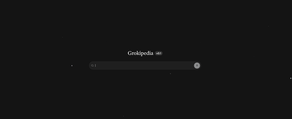 Ein Bild der Grokipedia Startseite